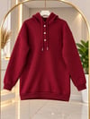 Kadın Tesettür Kapüşonlu Çıtçıtlı Sweatshirt Bordo