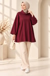 Kadın Tesettür Yumuşak Fitilli Tunik Bordo