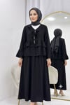 Kolları Fırfırlı Etekli Takım Siyah