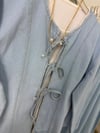 Kurdele Bağlamalı Denim Takım Açık Mavi