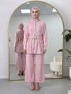 Loyşa Kemer Detaylı Pantolonlu Takım Pembe