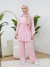 Parça Detaylı Düğmeli Pantolonlu Takım Pembe