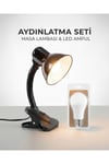 KML201 MASA LAMBASI — E27 DUY / 80×200 mm + KES170 6500K AMPUL İLE BİRLİKTE