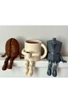Kahve Köşesi Biblo Seti 3lü, Kahve Çekirdeği, Bej Kahve Kupası, Moka Pot, Coffee Set 8cm