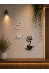 Kahve Coffee 2 Parça Duvar Süsü Dekarosyon