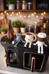 Sevimli Kahve Köşesi Biblo Seti - 4 Parça Kahve Seti - Moka Pot - Kahve Bardağı - Dekoratif Obje