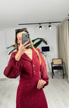 BORDO KOLLARI ŞİFON TÜVİT ELBİSE