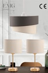 Kumaş Galaksi Modern Pasta Tekli Ve 2 Li Gold Abajur Seti GalaxiSet