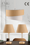 Kumaş Galaksi Modern Pasta Tekli Ve 2 Li Gold Abajur Seti GalaxiSet