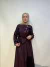 Düğme Detaylı Etekli Takım Mürdüm