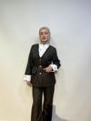 Kemerli Gömlek Yaka Takım Acı Kahve