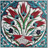 Armada Çini 20x20 Cm ED 323 Turkuaz Rumi Lalezar Eldekoru Çini karo