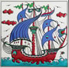 Armada Çini 20x20 Cm ED 330 Osmanlı Kalyon Eldekoru Çini karo