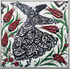 Armada Çini 20x20 Cm ED 331 Ayetli Semazen Desenli Eldekoru Çini karo