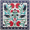 Armada Çini 20x20 Cm ED 362 Lale Karanfil Kırmızı Kobalt Desenli Eldekoru Çini karo