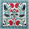 Armada Çini 20x20 Cm ED 363 Lale Karanfil Turkuaz Kırmızı Kobalt Desenli Eldekoru Çini karo