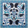 Armada Çini 20x20 Cm ED 364 Lale Karanfil Turkuaz Kobalt Desenli Eldekoru Çini karo