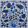 Armada Çini 20x20 Cm ED 368 Lale Karanfil Kobalt Desenli Eldekoru Çini karo