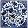 Armada Çini 20x20 Cm ED 369 Lale Karanfil Kobalt Desenli Eldekoru Çini karo