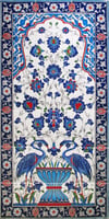Armada Çini 60x120 Cm ED 6198 Kuşlu El dekoru Çini Pano