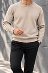Bej Premium Bisiklet Yaka Triko Kazak