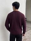Bisiklet Yaka Saç Örgü Akrilik Bordo Triko 