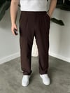 Kahverengi Plili Baggy Pantolon