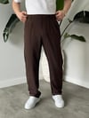 Kahverengi Plili Baggy Pantolon