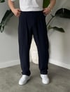Lacivert Plili Baggy Pantolon