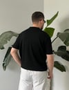 Siyah Çizgi Örme Polo Yaka Triko