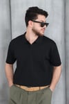 Siyah Çizgi Örme Polo Yaka Triko T-shirt