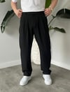 Siyah Plili Baggy Pantolon
