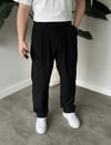 Siyah Plili Baggy Pantolon