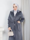Angora Düz Cepli Klasik Fox Kaban Gri