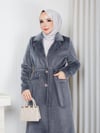 Angora Düz Cepli Klasik Fox Kaban Gri