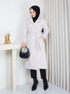 Angora Klasik Kemerli Şık Fox Kaban Krem