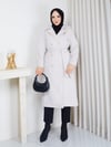 Angora Klasik Kemerli Şık Fox Kaban Krem