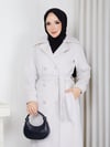 Angora Klasik Kemerli Şık Fox Kaban Krem