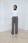 Beli Lastikli Cepli Tensel Pantolon Haki