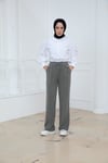 Beli Lastikli Cepli Tensel Pantolon Haki