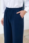 Beli Lastikli Cepli Tensel Pantolon Lacivert
