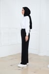 Beli Lastikli Cepli Tensel Pantolon Siyah