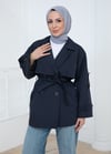 Kısa Düğmeli  Kemerli  Trençkot Laciver