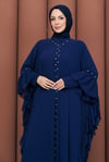 Taşlı Şifon Detaylı İçlikli Abaya  Lacivert