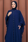 Taşlı Şifon Detaylı İçlikli Abaya  Lacivert