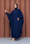 Taşlı Şifon Detaylı İçlikli Abaya  Lacivert
