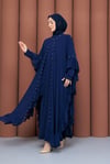 Taşlı Şifon Detaylı İçlikli Abaya  Lacivert