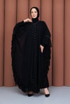 Taşlı Şifon Detaylı İçlikli Abaya  Siyah