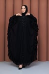 Taşlı Şifon Detaylı İçlikli Abaya  Siyah