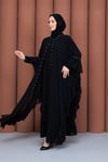Taşlı Şifon Detaylı İçlikli Abaya  Siyah